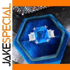 Elegant Blue and Yellow Zircon Ring for Women