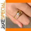 Gold Stainless Steel Pearl Ring for Women