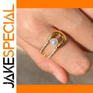 Gold Stainless Steel Pearl Ring for Women