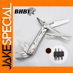 Silver Portable Multitool with Foldable Tools