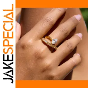 Stainless Steel Gold Double Layer Women's Ring