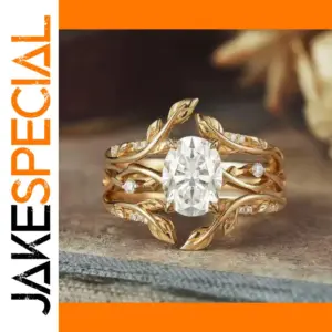 Gold Floral Zircon Ring Set with Multiple Sizes