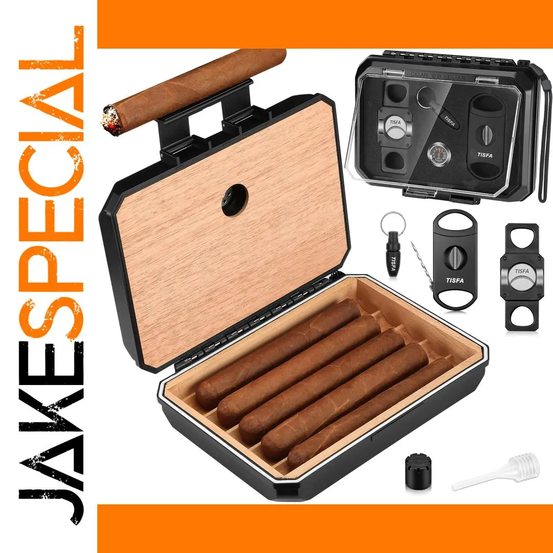 Black Portable Cigar Humidor with Accessories 1 Black Portable Cigar Humidor with Accessories
