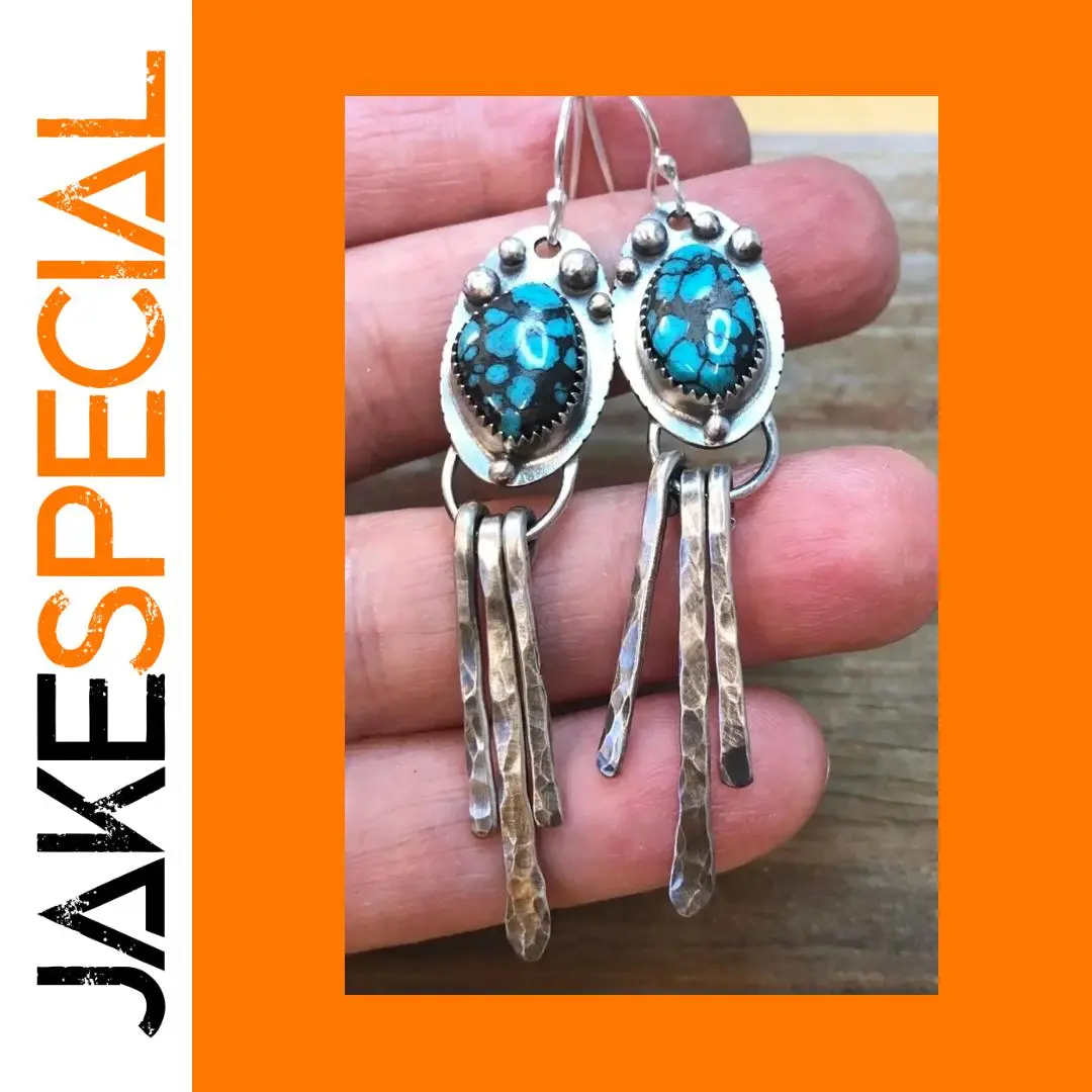 Vintage Geometric Blue Stone Earrings 1 Vintage Geometric Blue Stone Earrings