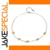 Modern Stainless Steel Necklace with Gold Beads