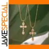Gold-Color Stainless Steel Zircon Cross Necklace