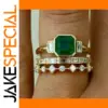 Elegant Green Zircon Rings Set for Women
