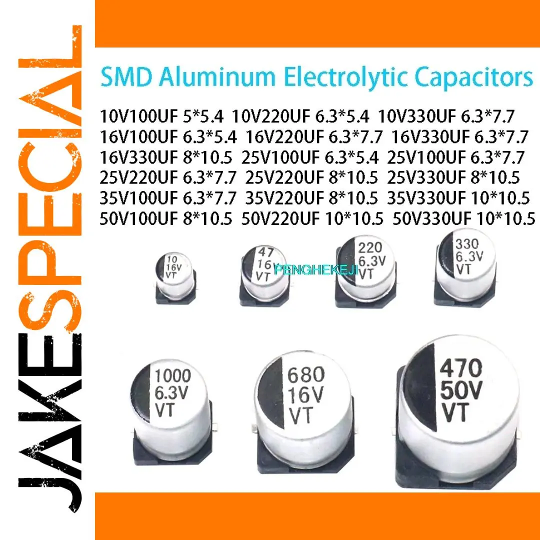 Set of 100 SMD Aluminum Electrolytic Capacitors 1 Set of 100 SMD Aluminum Electrolytic Capacitors