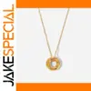 Gold Stainless Steel Women's Necklace with Cubic Zirconia