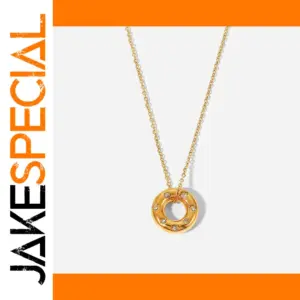 Gold Stainless Steel Women's Necklace with Cubic Zirconia