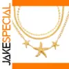Gold-Tone Stainless Steel Starfish Necklace Set