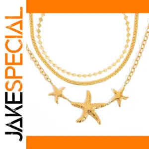 Gold-Tone Stainless Steel Starfish Necklace Set