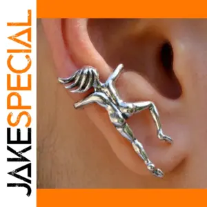 Silver 3D Human Figure Clip Earrings