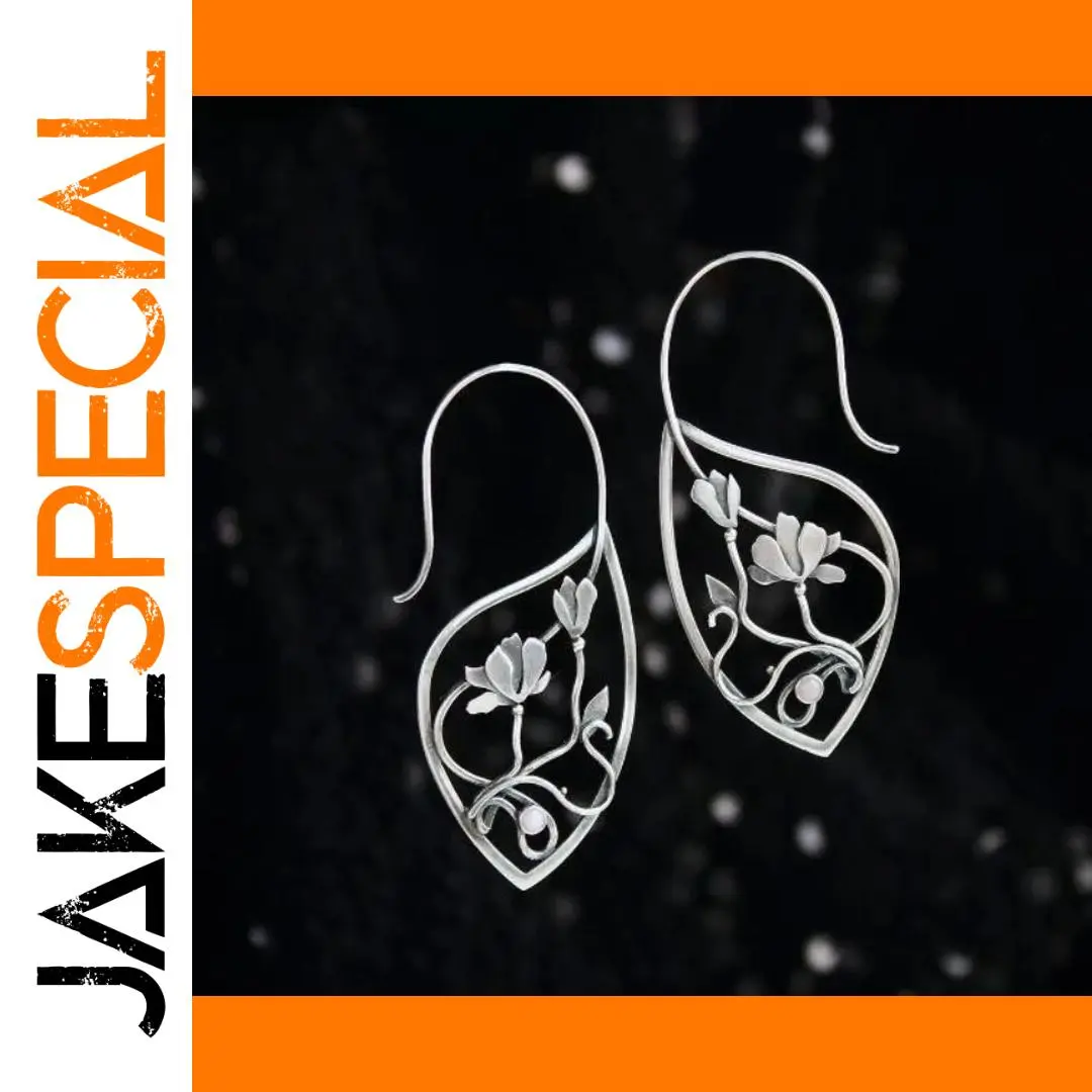 Vintage Silver Flower Drop Earrings 1 Vintage Silver Flower Drop Earrings