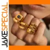 Gold Stainless Steel Statement Ring with Deep Stones
