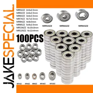 Set of 100 Miniature Ball Bearings 2x5x2.5mm to 4x8x3mm