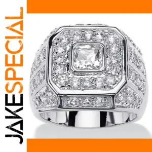 Luxurious Geometric White Zircon Cocktail Ring