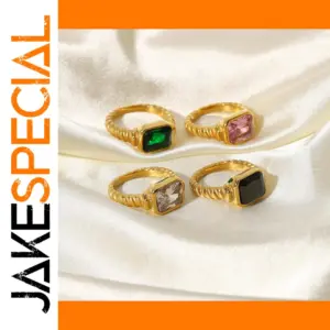 Stainless Steel Colorful Gemstone Ring