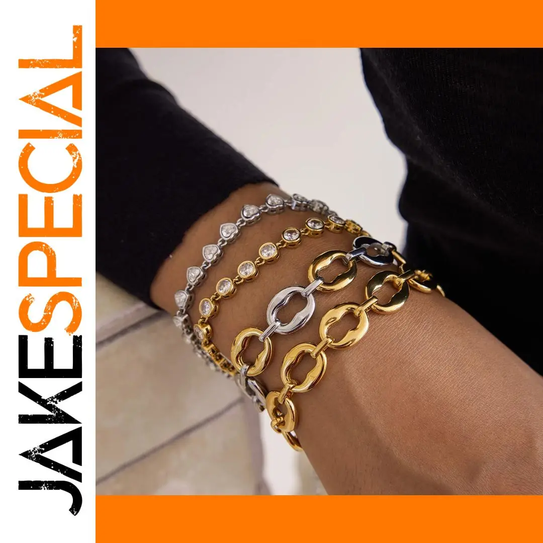 Two-Tone Stainless Steel Women's Chain Bracelet 1 Two-Tone Stainless Steel Women's Chain Bracelet