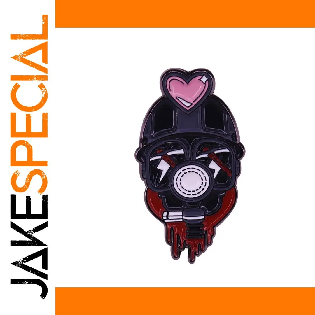 Horror-Inspired Copper Brooch with Gas Mask Design 1 Horror-Inspired Copper Brooch with Gas Mask Design