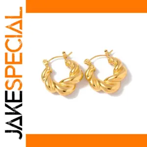 Gold-Tone Stainless Steel Croissant Earrings