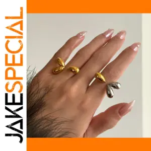 Stainless Steel Gold Waterdrop Ring for Women