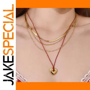 Stainless Steel Multi-Layer Necklace with Heart Pendant