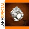 Vintage Silver Unisex Fashion Ring with White Zircon