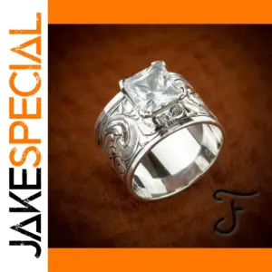 Vintage Silver Unisex Fashion Ring with White Zircon