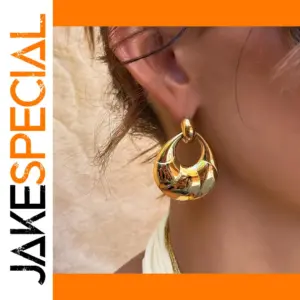 Bold Gold Stainless Steel Ribbed Hoop Earrings