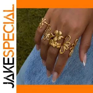 Stainless Steel Gold Flower Ring