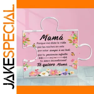 Mother's Day Acrylic Puzzle Gift in Pink and Flowers