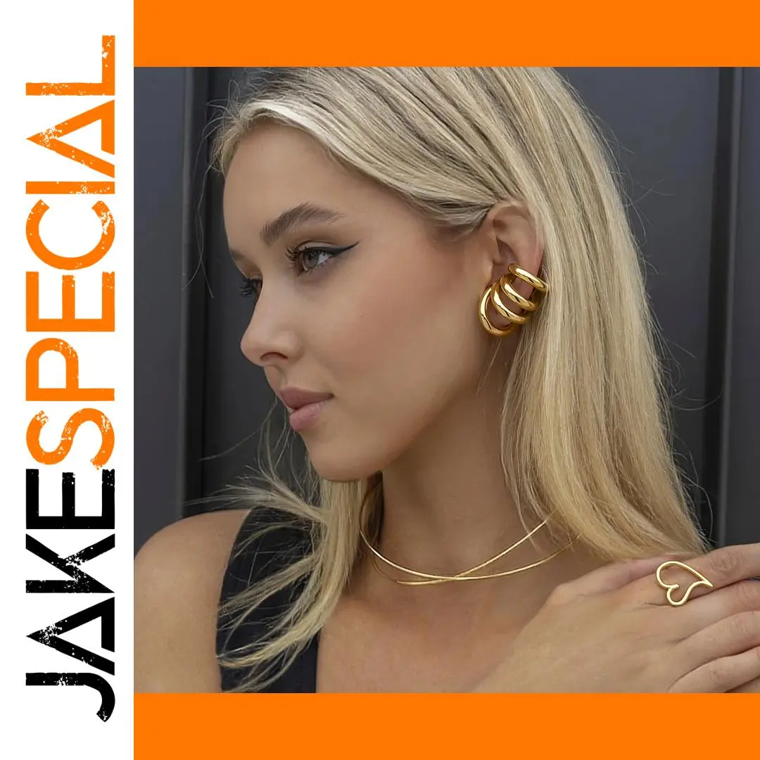 Bold Gold Stainless Steel Geometric Earrings 1 Bold Gold Stainless Steel Geometric Earrings