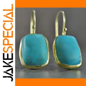 Gold-Tone Imitation Turquoise Drop Earrings