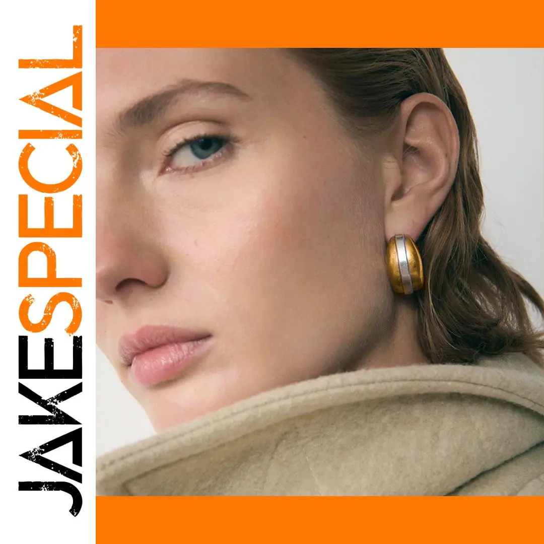 Stainless Steel Two-Tone Water Drop Earrings 1 Stainless Steel Two-Tone Water Drop Earrings