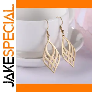 Modern Stainless Steel Drop Earrings with Lattice Design