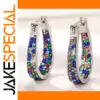 Vibrant Silver Cubic Zirconia Hoop Earrings