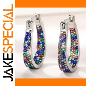 Vibrant Silver Cubic Zirconia Hoop Earrings