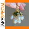 Vintage Green Stone and Pearl Drop Earrings