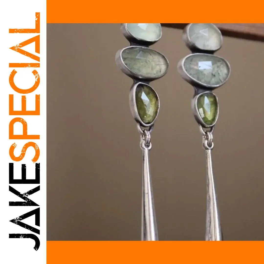 Vintage Green Stone Drop Earrings for Women 1 Vintage Green Stone Drop Earrings for Women