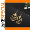 Gold Teardrop Earrings with Floral Design