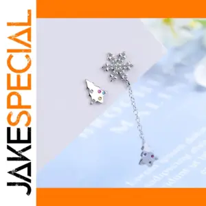 Festive Asymmetric Snowflake Earrings for Women
