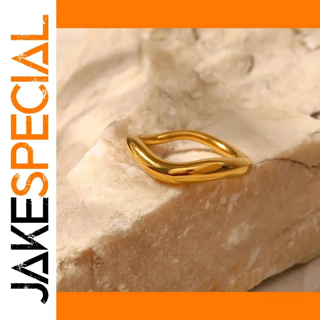 Stylish Gold Stainless Steel Wavy Ring 1 Stylish Gold Stainless Steel Wavy Ring