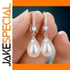 Elegant Silver Drop Earrings with Imitation Pearls