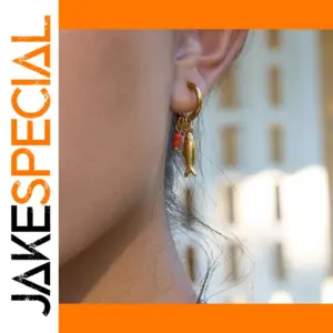 Stainless Steel Drop Earrings with Pearl and Charm