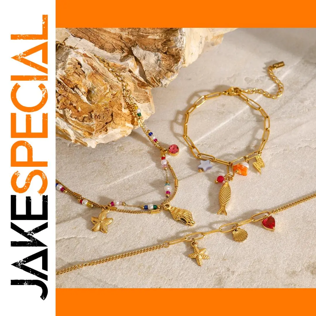 Stainless Steel Gold Bracelet with Charms 1 Stainless Steel Gold Bracelet with Charms