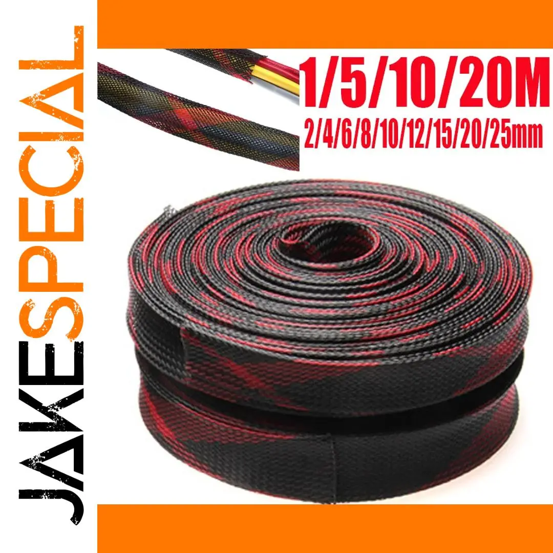 Black and Red Expandable Cable Sleeve for Wiring 1 Black and Red Expandable Cable Sleeve for Wiring