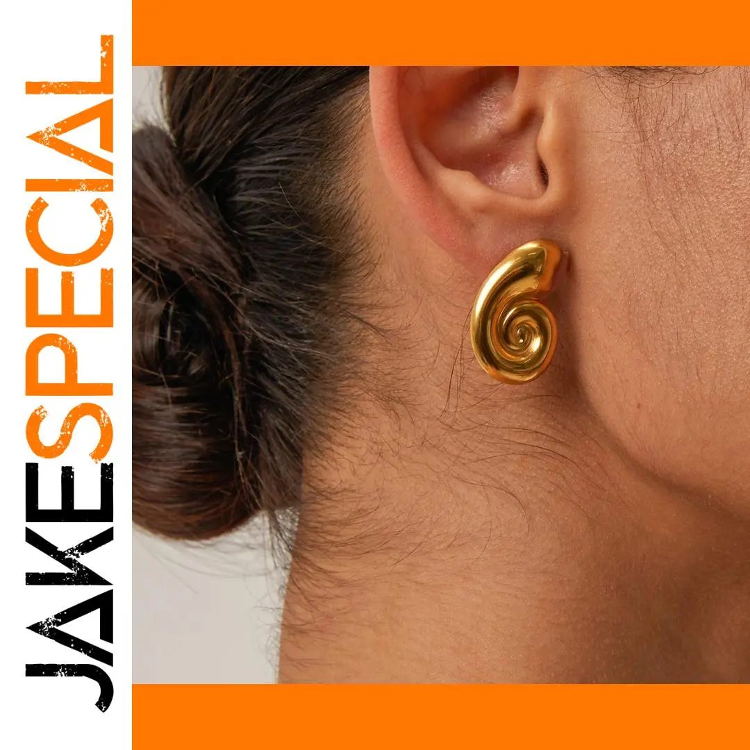 Stainless Steel Gold Spiral Hoop Earrings 1 Stainless Steel Gold Spiral Hoop Earrings