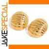 Stainless Steel Gold-Tone Spherical Earrings
