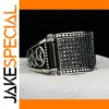 Men's Black Zircon Cocktail Ring with Silver Accents
